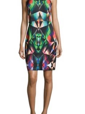 NWT $375 MILLY PRISM Geometric Racerback Dress Sleeveless Size 6 Multicolor